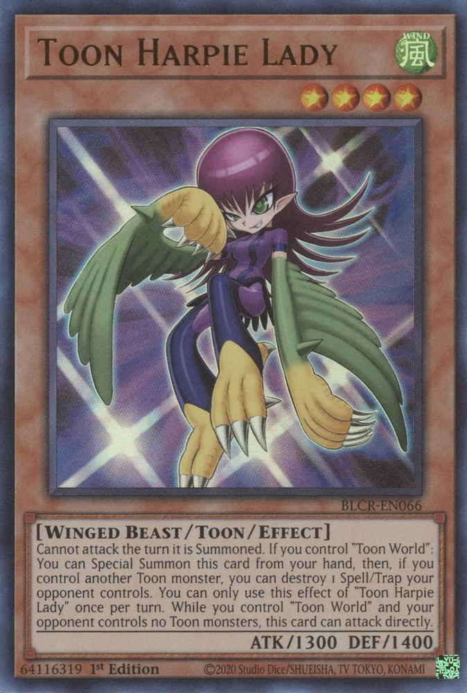 Toon Harpie Lady [BLCR-EN066] Ultra Rare | Exor Games New Glasgow