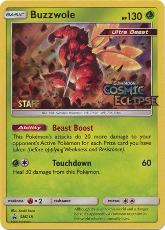 Buzzwole (SM218) (Staff Prerelease Promo) [Sun & Moon: Black Star Promos] | Exor Games New Glasgow