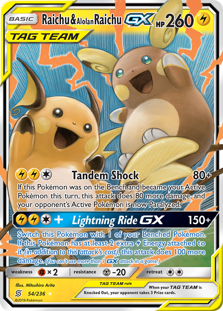 Raichu & Alolan Raichu GX (54/236) [Sun & Moon: Unified Minds] | Exor Games New Glasgow