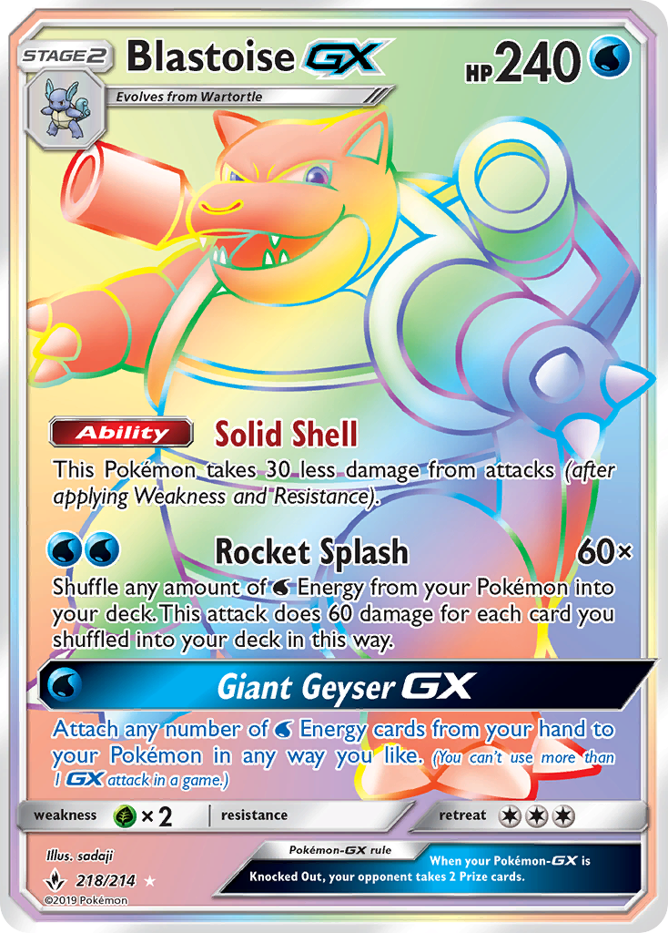 Blastoise GX (218/214) [Sun & Moon: Unbroken Bonds] | Exor Games New Glasgow