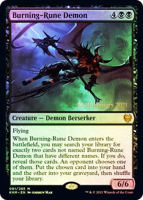 Burning-Rune Demon  [Kaldheim Prerelease Promos] | Exor Games New Glasgow