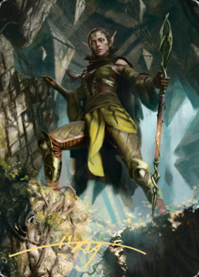 Nissa of Shadowed Boughs 1 Art Card (Gold-Stamped Signature) [Zendikar Rising Art Series] | Exor Games New Glasgow