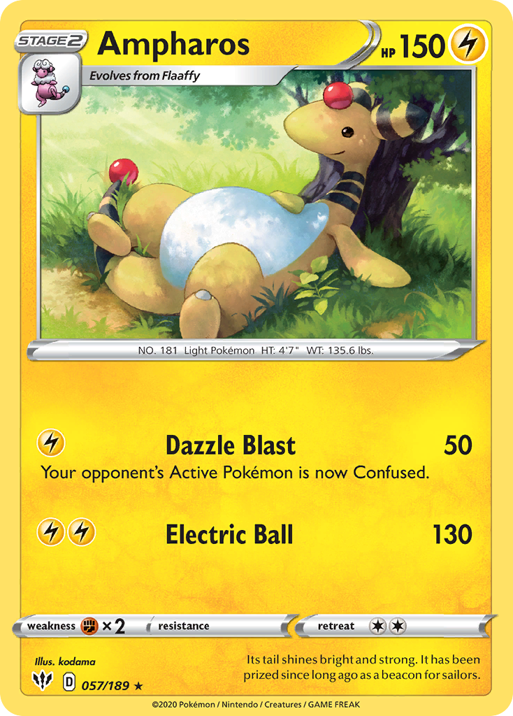 Ampharos (057/189) [Sword & Shield: Darkness Ablaze] | Exor Games New Glasgow