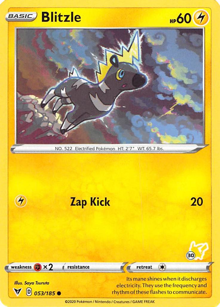 Blitzle (053/185) (Pikachu Stamp #30) [Battle Academy 2022] | Exor Games New Glasgow