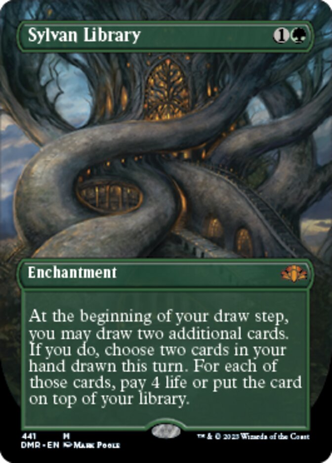 Sylvan Library (Borderless Alternate Art) [Dominaria Remastered] | Exor Games New Glasgow