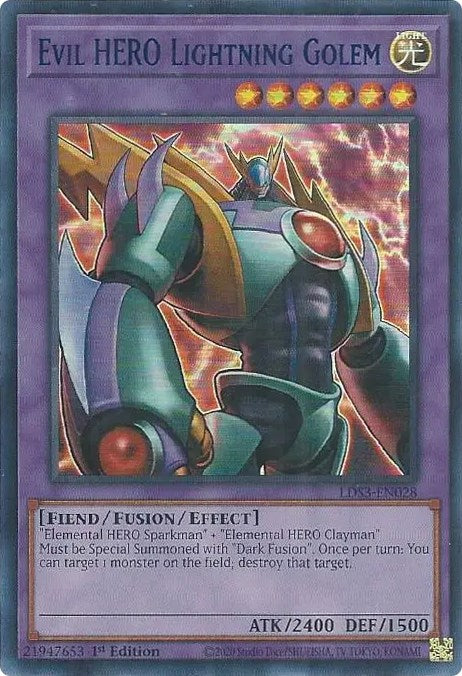 Evil HERO Lightning Golem (Blue) [LDS3-EN028] Ultra Rare | Exor Games New Glasgow