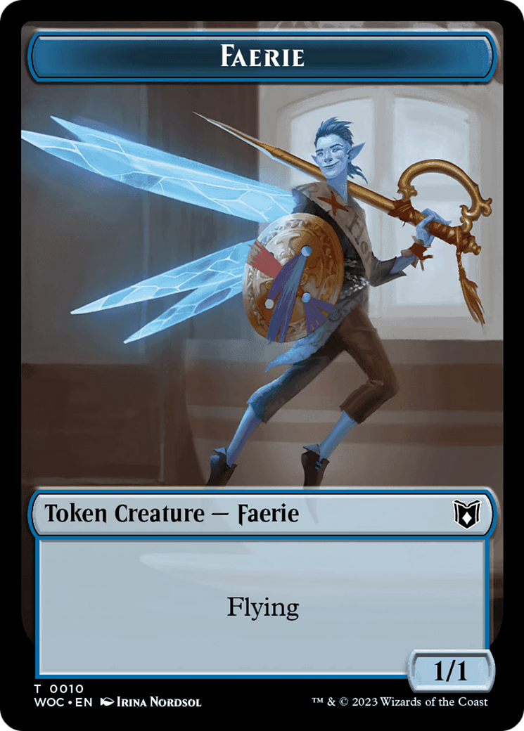 Faerie // Saproling Double-Sided Token [Wilds of Eldraine Commander Tokens] | Exor Games New Glasgow