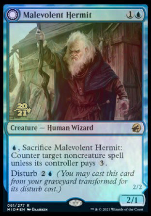 Malevolent Hermit // Benevolent Geist [Innistrad: Midnight Hunt Prerelease Promos] | Exor Games New Glasgow