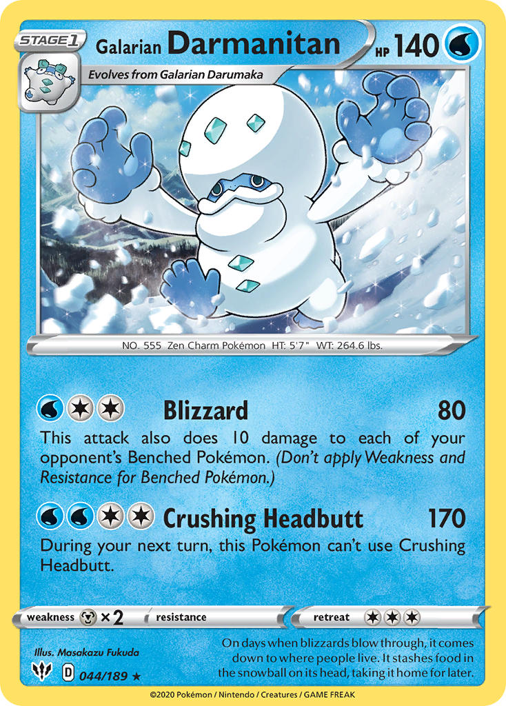 Galarian Darmanitan (044/189) (Cracked Ice Holo) (Theme Deck Exclusive) [Sword & Shield: Darkness Ablaze] | Exor Games New Glasgow