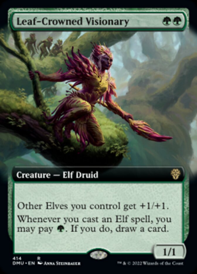 Leaf-Crowned Visionary (Extended Art) [Dominaria United] | Exor Games New Glasgow