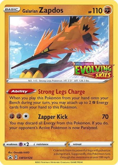 Galarian Zapdos (SWSH124) (Prerelease Promo) [Sword & Shield: Black Star Promos] | Exor Games New Glasgow