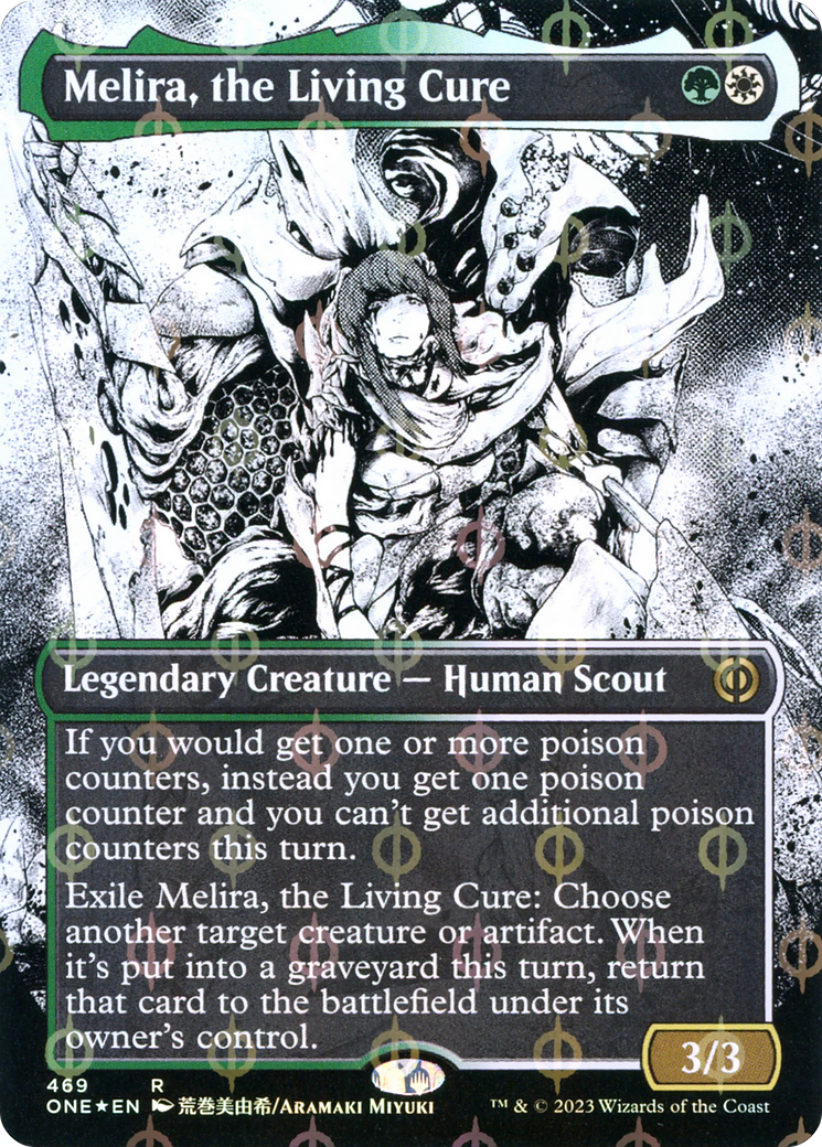 Melira, the Living Cure (Borderless Manga Step-and-Compleat Foil) [Phyrexia: All Will Be One] | Exor Games New Glasgow