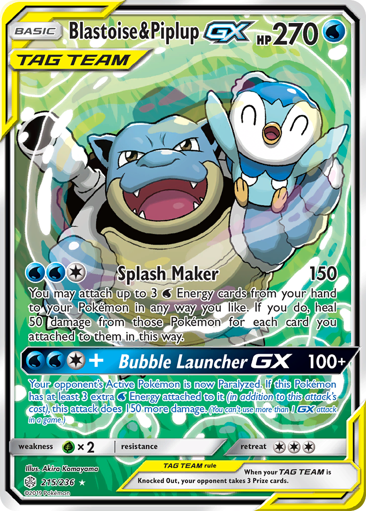 Blastoise & Piplup GX (215/236) [Sun & Moon: Cosmic Eclipse] | Exor Games New Glasgow