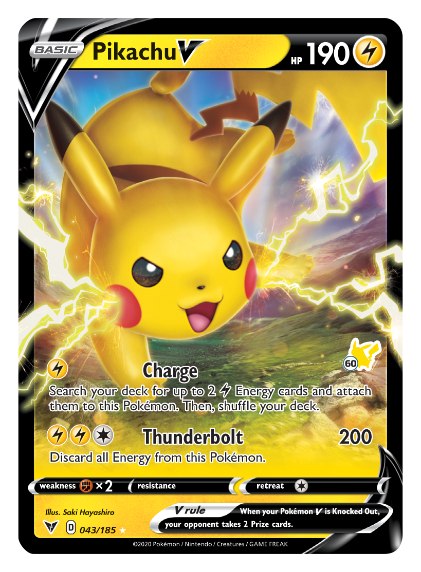 Pikachu V (043/185) (Pikachu Stamp #60) [Battle Academy 2022] | Exor Games New Glasgow