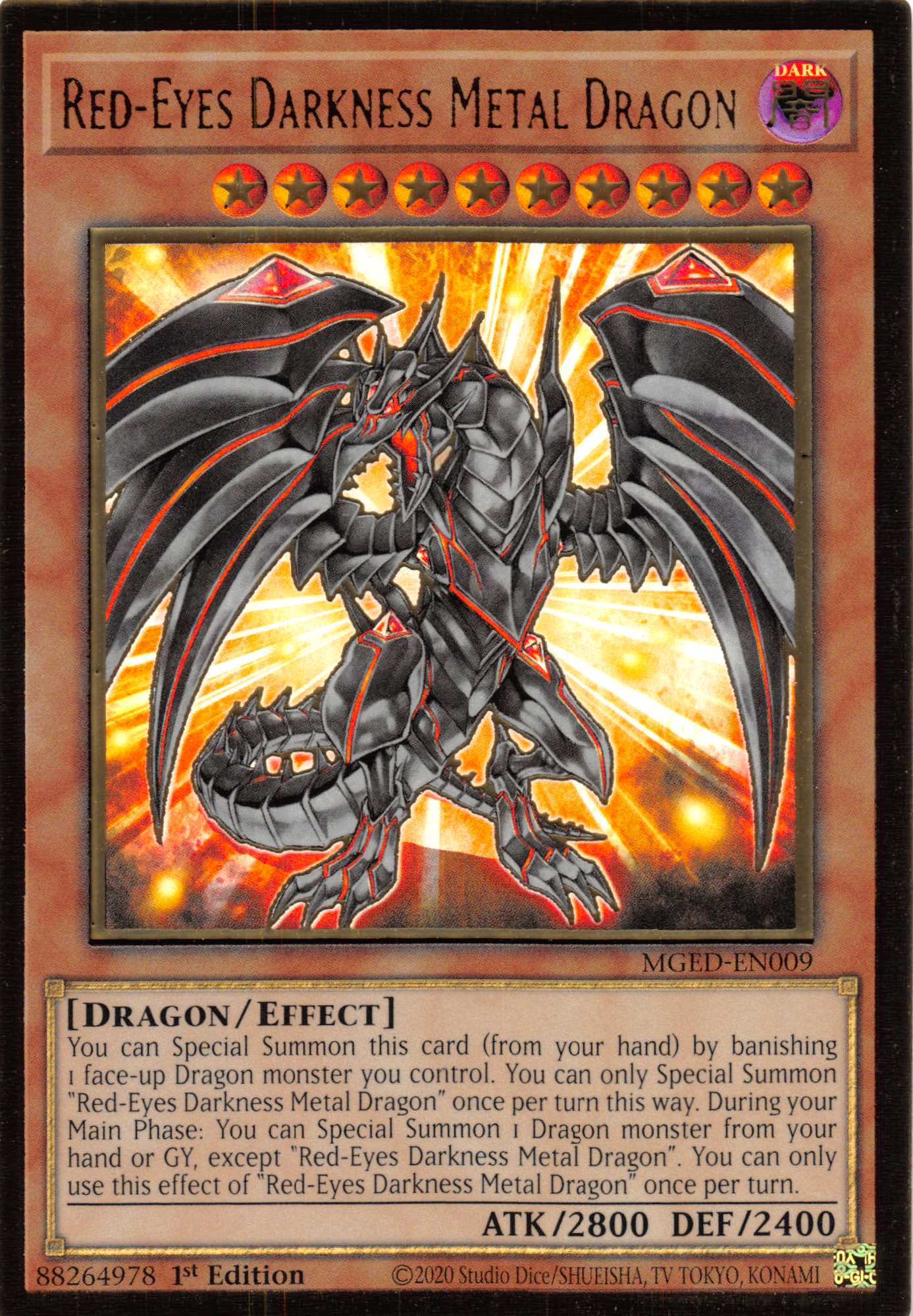 Red-Eyes Darkness Metal Dragon [MGED-EN009] Gold Rare | Exor Games New Glasgow