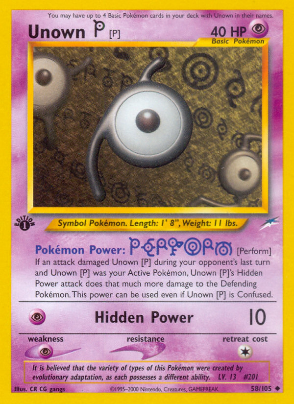 Unown [P] (58/105) [Neo Destiny 1st Edition] | Exor Games New Glasgow