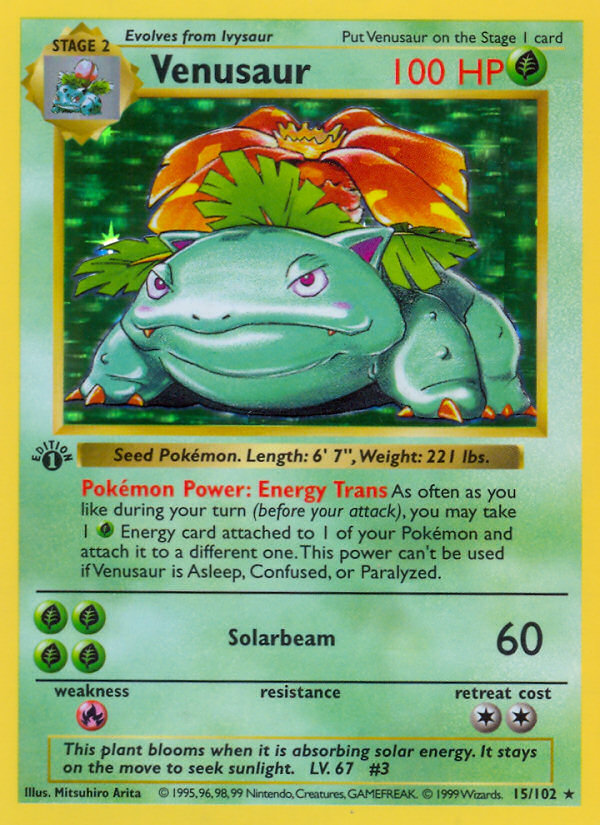 Venusaur (15/102) (Shadowless) [Base Set 1st Edition] | Exor Games New Glasgow