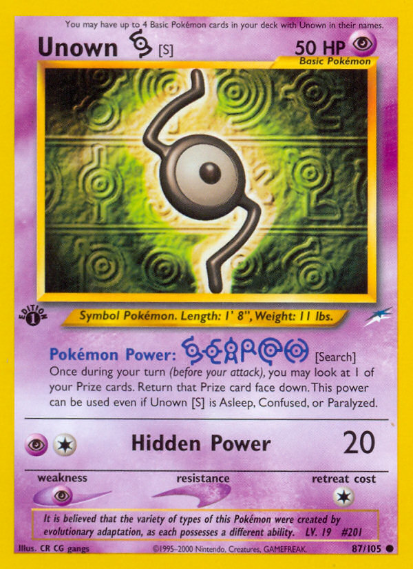 Unown [S] (87/105) [Neo Destiny 1st Edition] | Exor Games New Glasgow