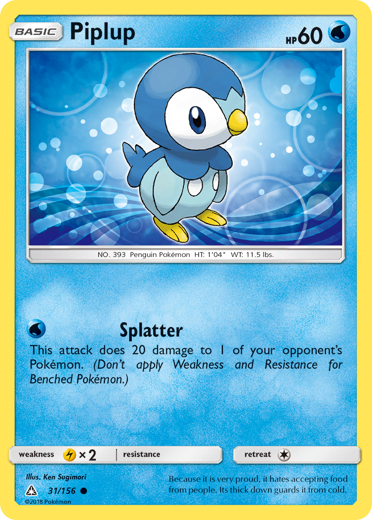 Piplup (31/156) [Sun & Moon: Ultra Prism] | Exor Games New Glasgow