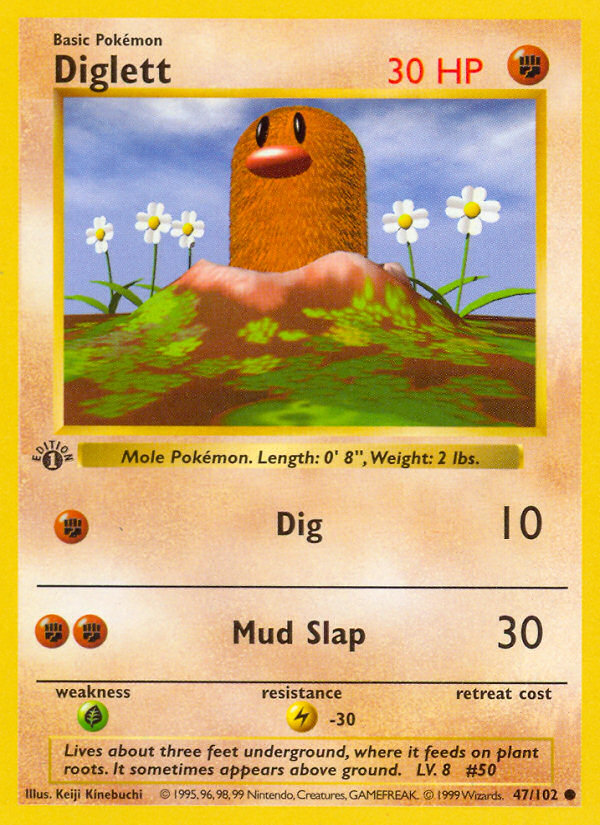 Diglett (47/102) (Shadowless) [Base Set 1st Edition] | Exor Games New Glasgow