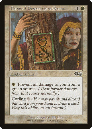 Rune of Protection: Green [Urza's Saga] | Exor Games New Glasgow