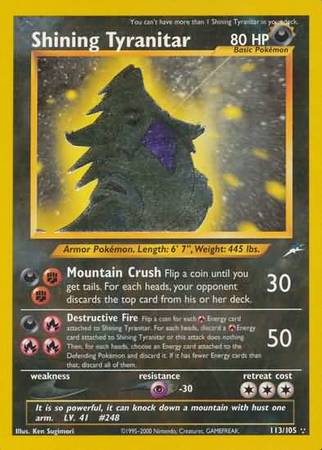 Shining Tyranitar (113/105) [Neo Destiny Unlimited] | Exor Games New Glasgow