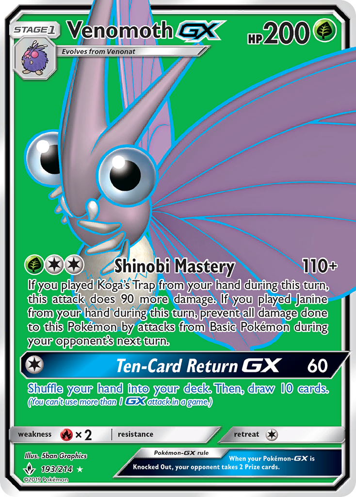 Venomoth GX (193/214) [Sun & Moon: Unbroken Bonds] | Exor Games New Glasgow