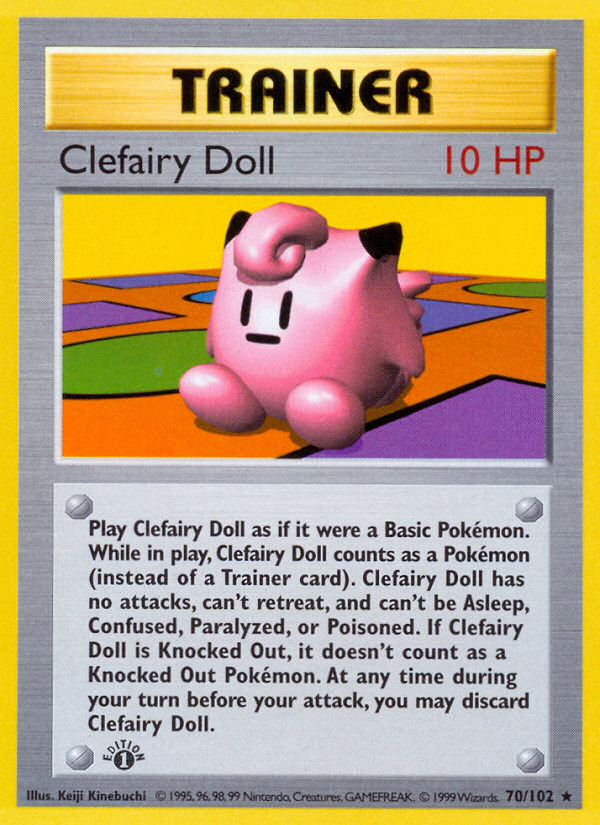 Clefairy Doll (70/102) (Shadowless) [Base Set 1st Edition] | Exor Games New Glasgow