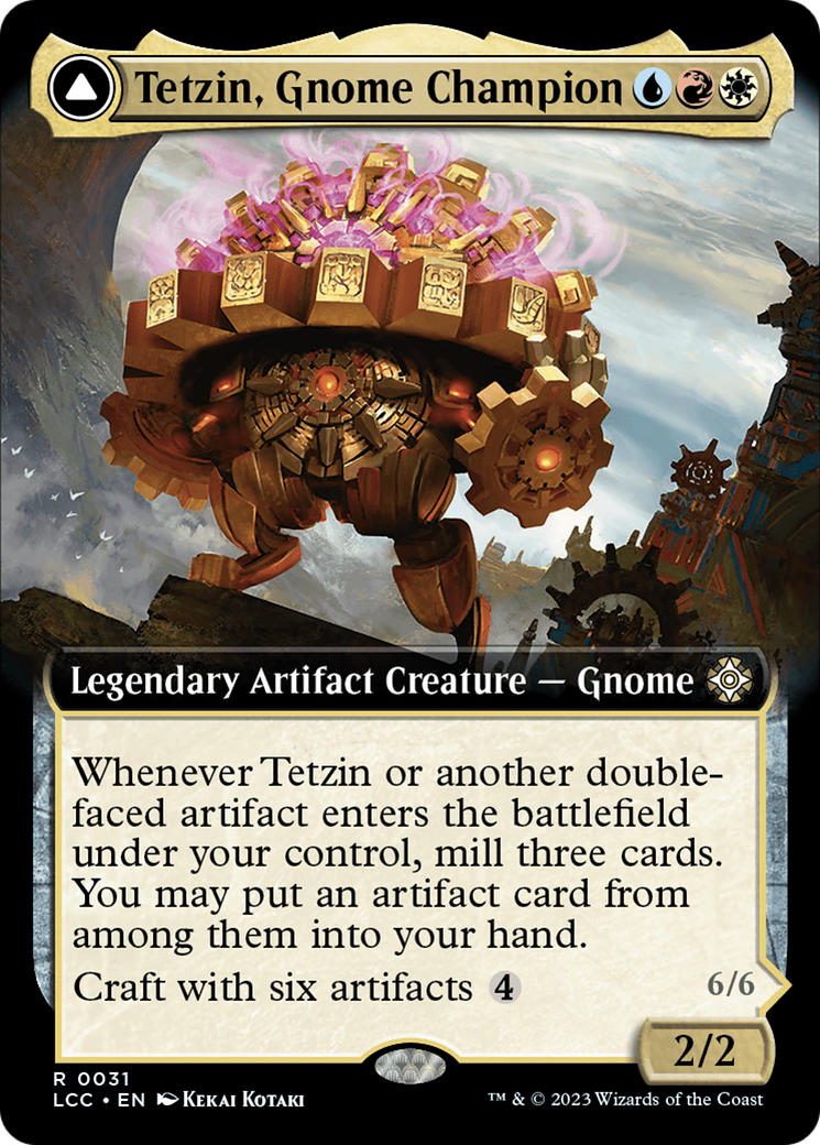 Tetzin, Gnome Champion // The Golden-Gear Colossus (Extended Art) [The Lost Caverns of Ixalan Commander] | Exor Games New Glasgow