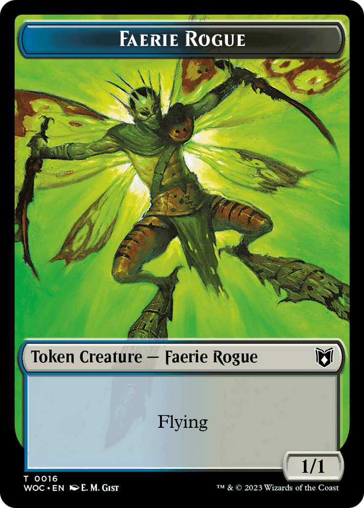 Faerie Rogue // Faerie (0016) Double-Sided Token [Wilds of Eldraine Commander Tokens] | Exor Games New Glasgow