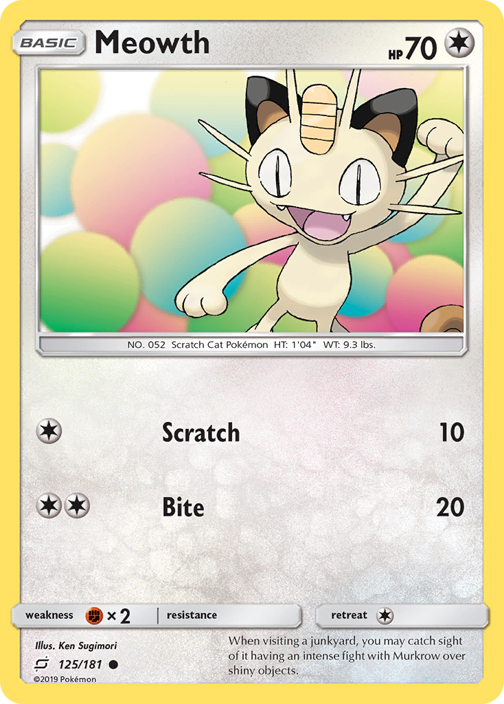 Meowth (125/181) [Sun & Moon: Team Up] | Exor Games New Glasgow