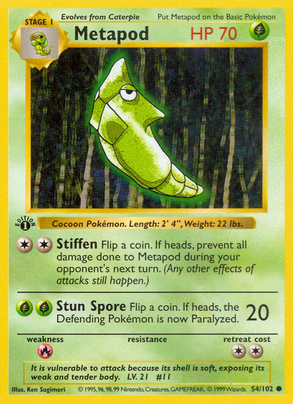 Metapod (54/102) (Shadowless) [Base Set 1st Edition] | Exor Games New Glasgow