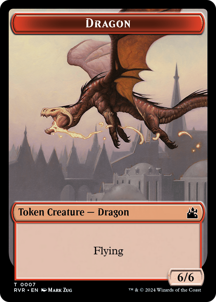 Spirit (0018) // Dragon Double-Sided Token [Ravnica Remastered Tokens] | Exor Games New Glasgow