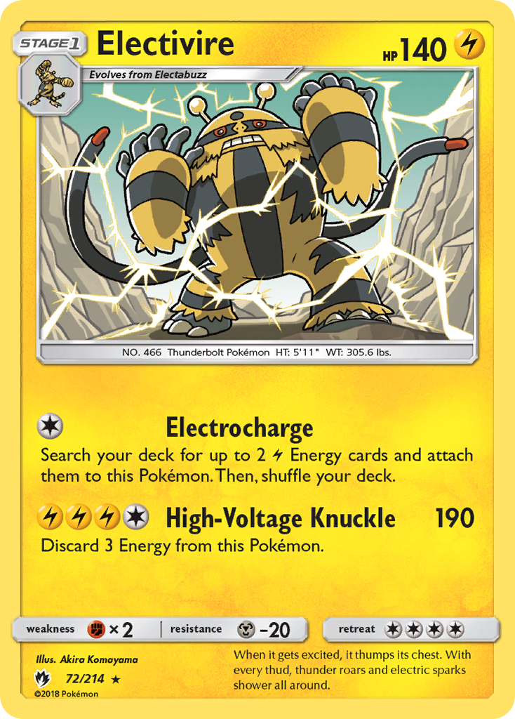 Electivire (72/214) [Sun & Moon: Lost Thunder] | Exor Games New Glasgow