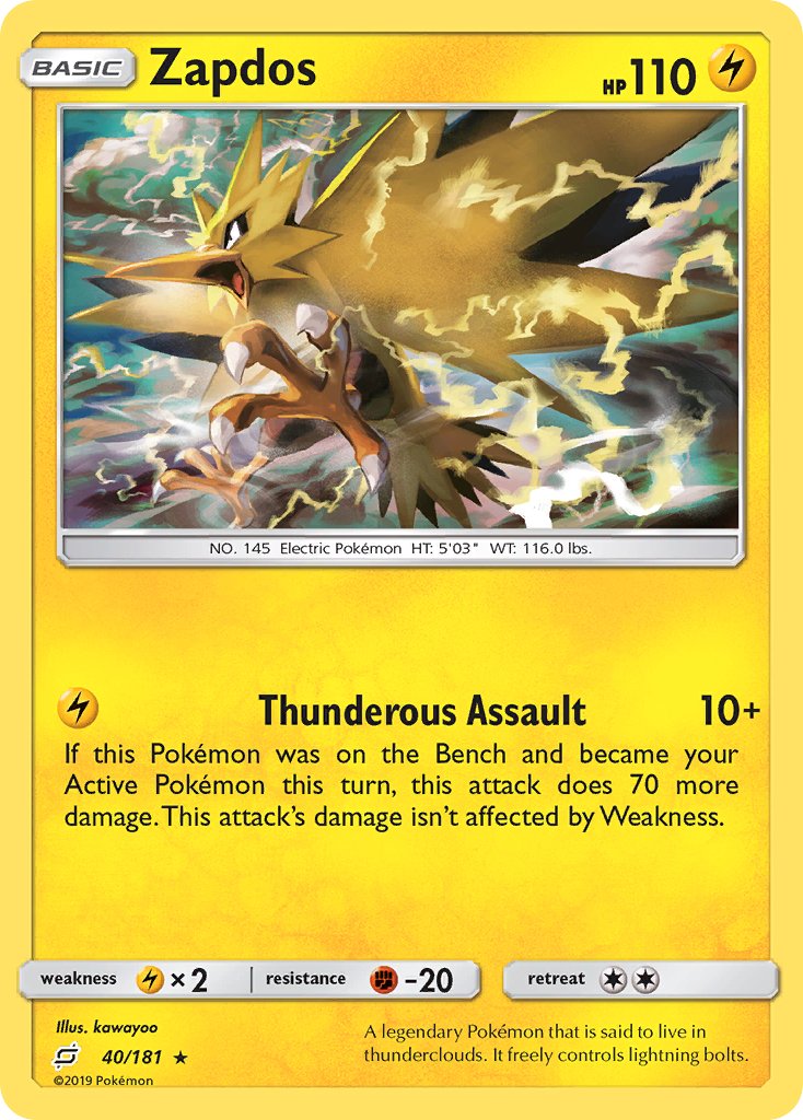 Zapdos (40/181) (Theme Deck Exclusive) [Sun & Moon: Team Up] | Exor Games New Glasgow