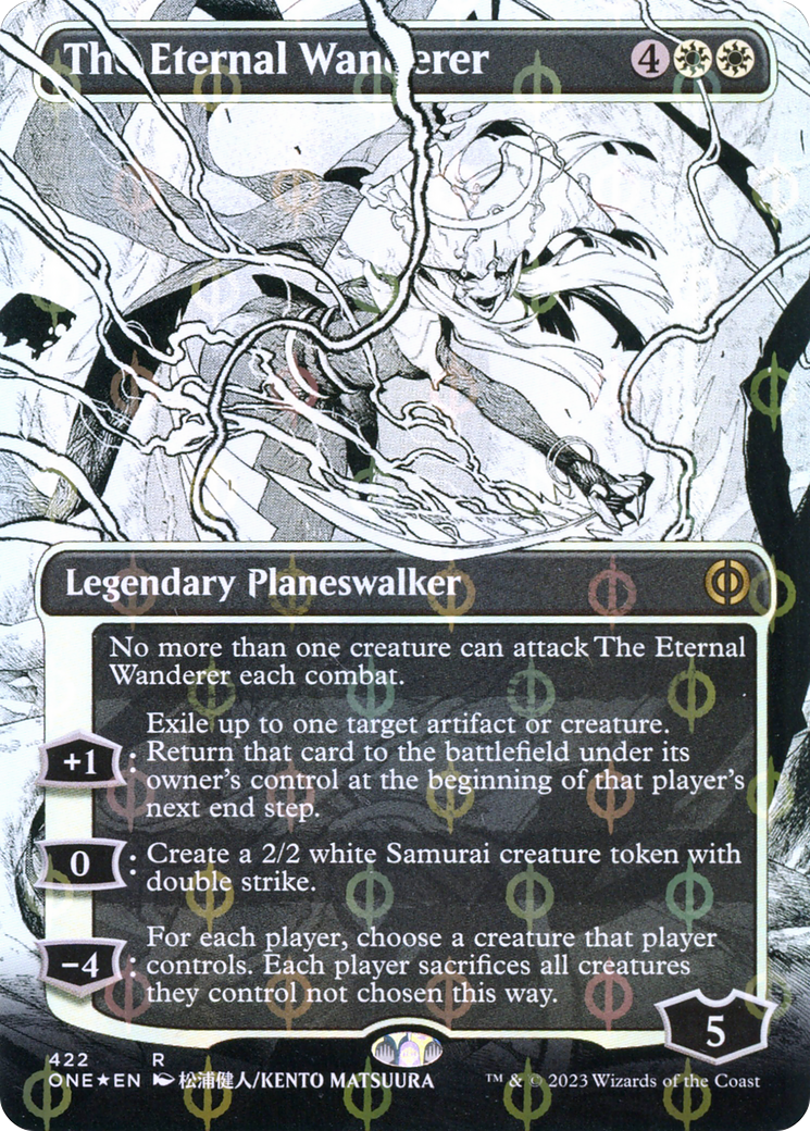 The Eternal Wanderer (Borderless Manga Step-and-Compleat Foil) [Phyrexia: All Will Be One] | Exor Games New Glasgow