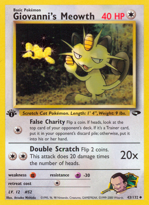 Giovanni's Meowth (43/132) [Gym Challenge 1st Edition] | Exor Games New Glasgow