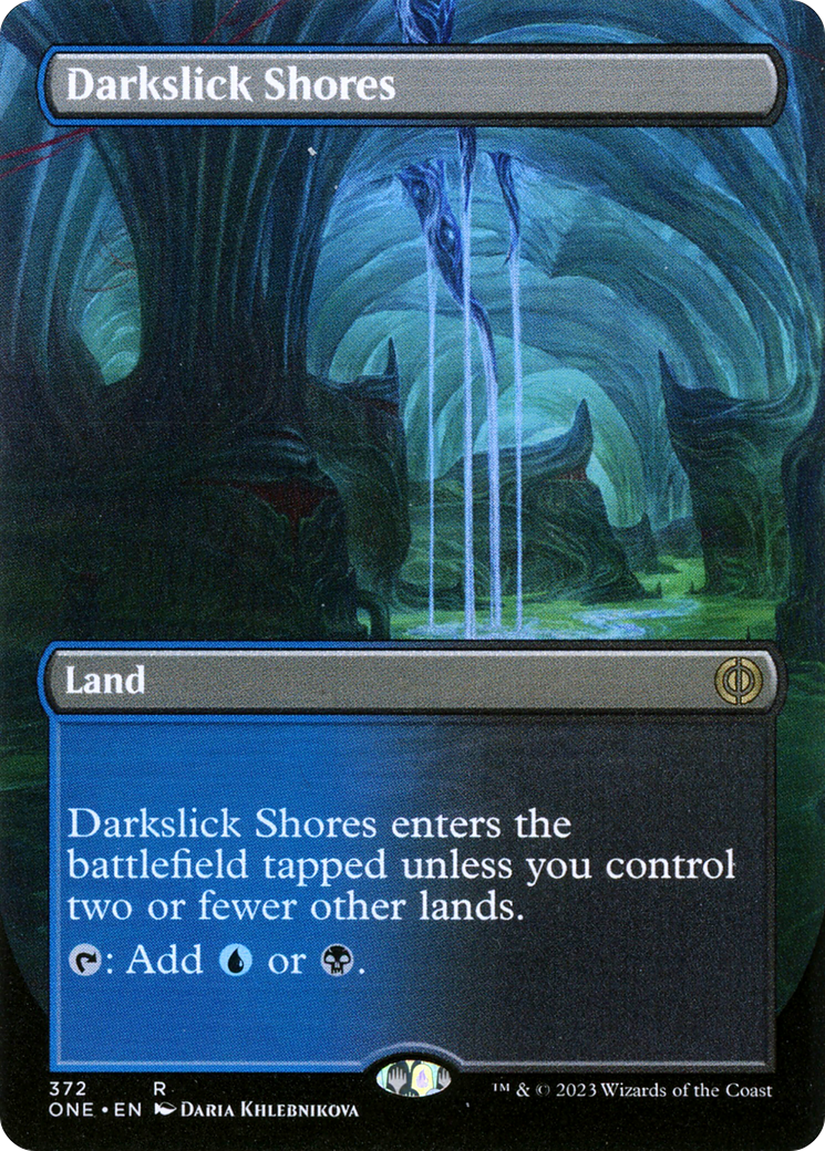 Darkslick Shores (Borderless Alternate Art) [Phyrexia: All Will Be One] | Exor Games New Glasgow