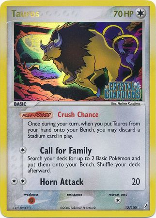 Tauros (12/100) (Stamped) [EX: Crystal Guardians] | Exor Games New Glasgow