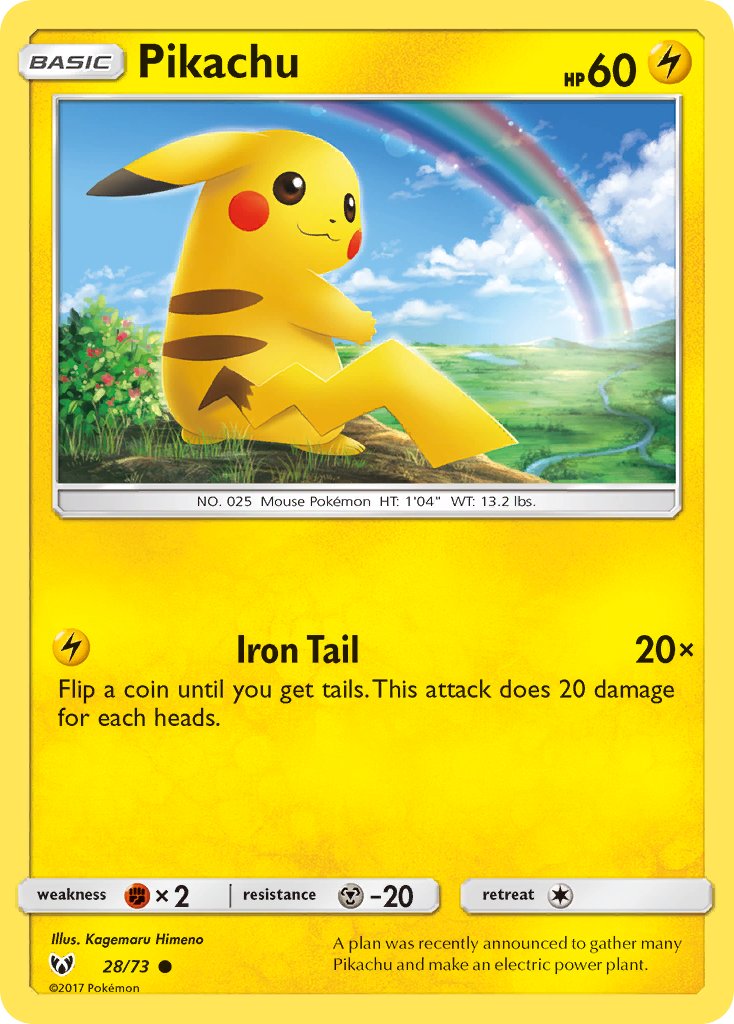 Pikachu (28/73) (Lets Play, Pikachu Cracked Ice Holo) (Theme Deck Exclusives) [Sun & Moon: Shining Legends] | Exor Games New Glasgow