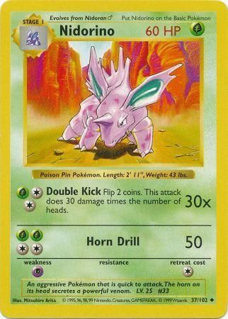 Nidorino (37/102) [Base Set Shadowless Unlimited] | Exor Games New Glasgow