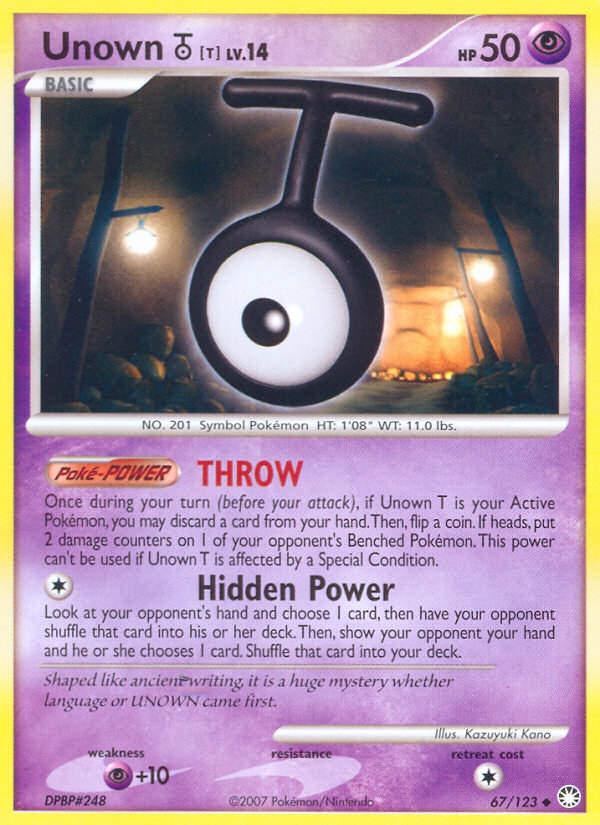 Unown T (67/123) [Diamond & Pearl: Mysterious Treasures] | Exor Games New Glasgow