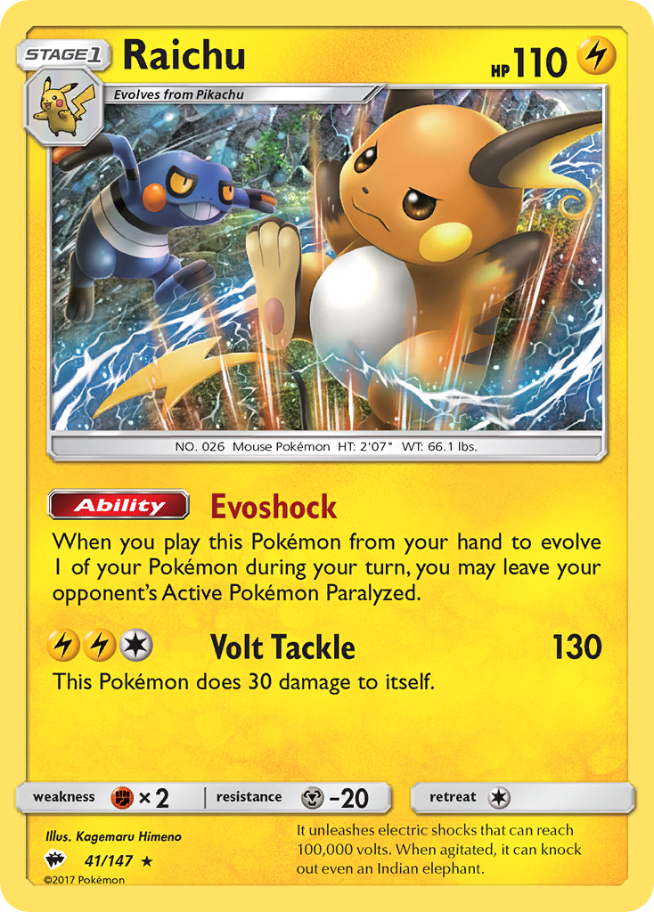 Raichu (41/147) [Sun & Moon: Burning Shadows] | Exor Games New Glasgow