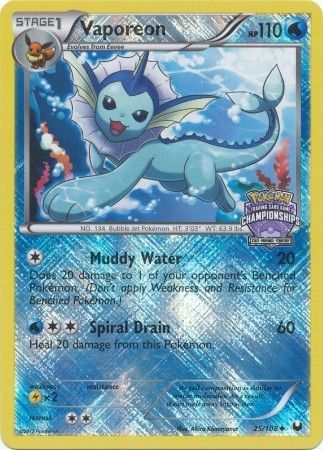 Vaporeon (25/108) (State Province Championship 2013 Promo) [Black & White: Dark Explorers] | Exor Games New Glasgow