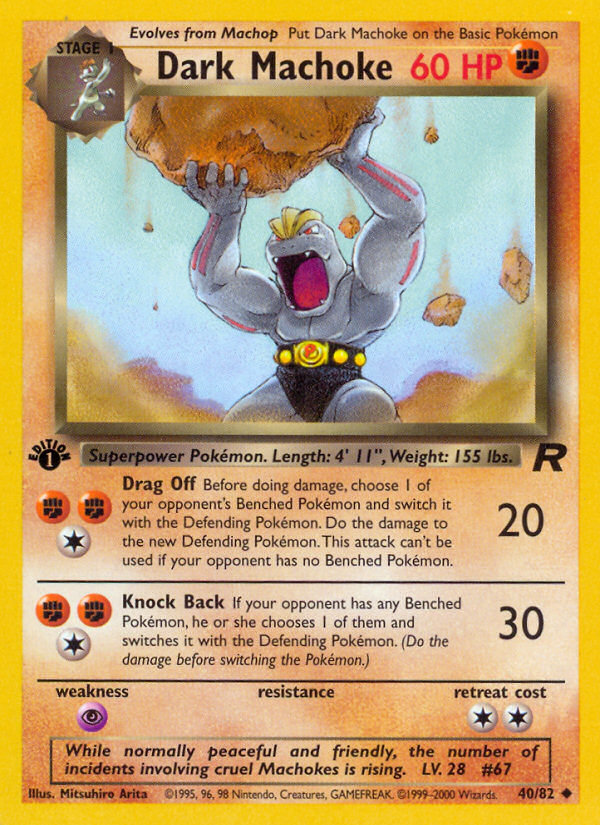 Dark Machoke (40/82) [Team Rocket 1st Edition] | Exor Games New Glasgow