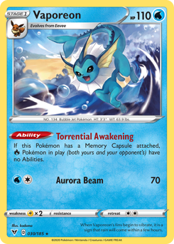 Vaporeon (030/185) [Sword & Shield: Vivid Voltage] | Exor Games New Glasgow