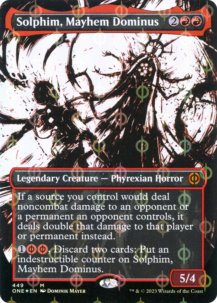 Solphim, Mayhem Dominus (Borderless Ichor Step-and-Compleat Foil) [Phyrexia: All Will Be One] | Exor Games New Glasgow