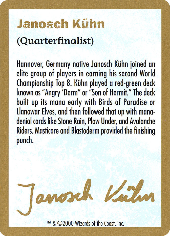 Janosch Kühn Bio (2000) [World Championship Decks 2000] | Exor Games New Glasgow