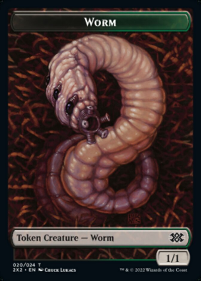 Worm // Aven Initiate Double-sided Token [Double Masters 2022 Tokens] | Exor Games New Glasgow