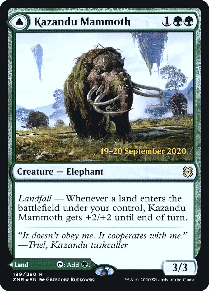 Kazandu Mammoth // Kazandu Valley  [Zendikar Rising Prerelease Promos] | Exor Games New Glasgow